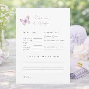 Butterfly Shower Games Predictions & Advice Card