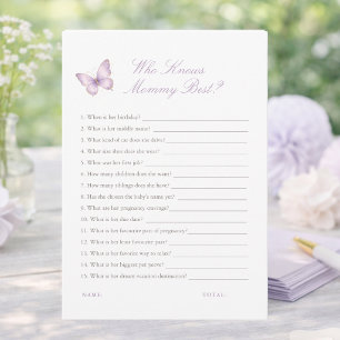 Butterfly Shower Games Who Knows Mommy Best Card