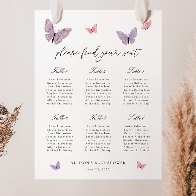 Butterfly Shower Seating Chart Foam Board (Creator Uploaded)