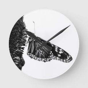 butterfly shy blacq round clock