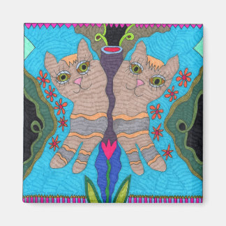 Butterfly--Side By Side Cats Magnet