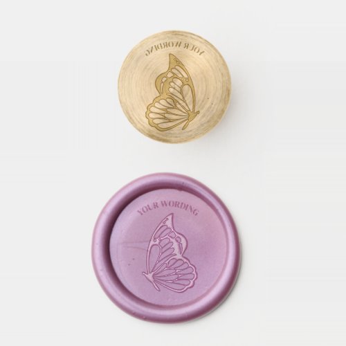 Butterfly silhouette lettering template purple wax seal stamp