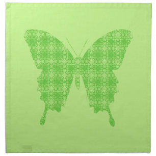 Butterfly silhouette, lime green napkin