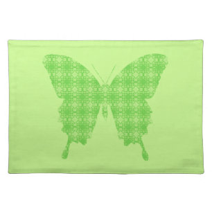 Butterfly silhouette, lime green placemat