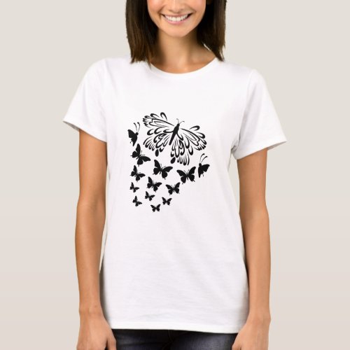 Butterfly Silhouette Swarm Nature Tshirt