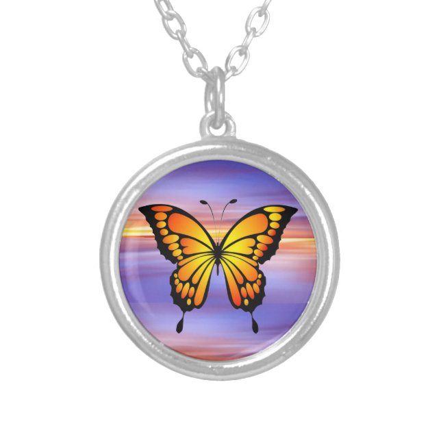 Butterfly  silver plated necklace (Front)