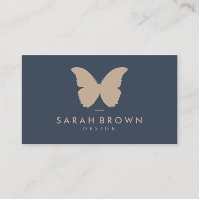 Butterfly Simple Logo Navy Business Card