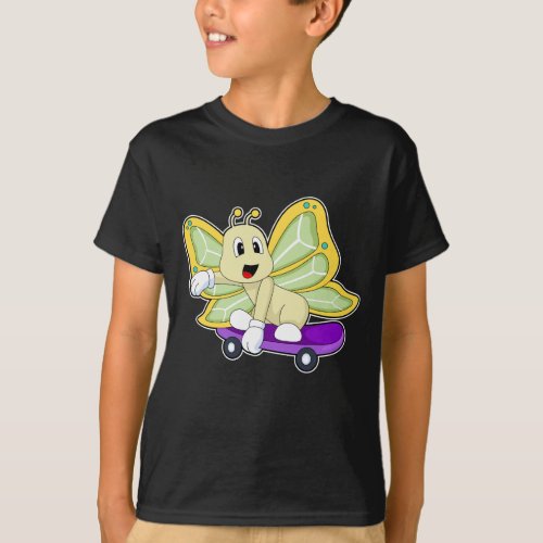 Butterfly Skater Skateboard T_Shirt