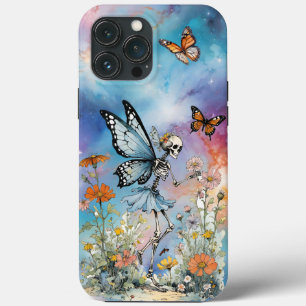 Butterfly Skeleton Fairy Pastel Marble Galaxy iPhone 13 Pro Max Case