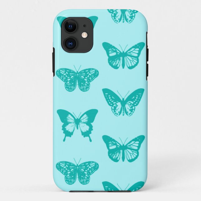 Butterfly sketch, aqua and turquoise Case-Mate iPhone case (Back)