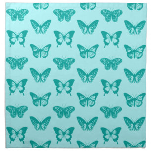 Butterfly sketch, Aqua and Turquoise Cloth Napkin