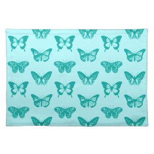 Butterfly sketch, Aqua and Turquoise Cloth Placemat