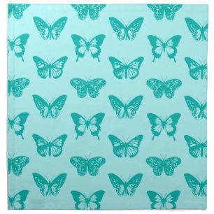 Butterfly sketch, aqua and turquoise napkin