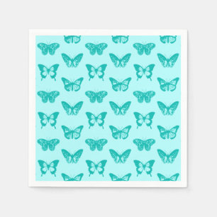 Butterfly sketch, aqua and turquoise napkins