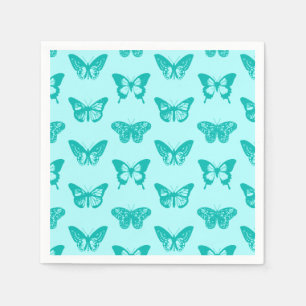 Butterfly sketch, aqua and turquoise napkins