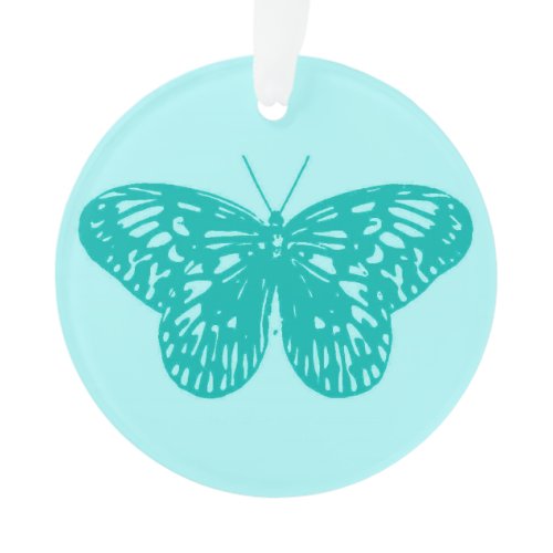 Butterfly sketch, aqua and turquoise ornament