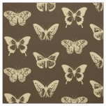 Butterfly sketch, beige on chocolate brown fabric