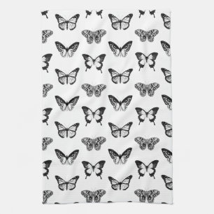 Butterfly sketch, black and white kitchen towel