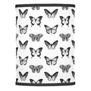 Butterfly sketch, black and white lamp shade
