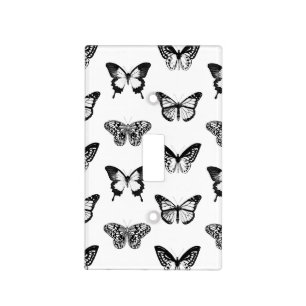 Butterfly sketch, black and white light switch cover