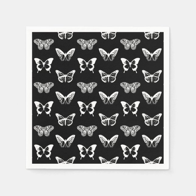 Butterfly sketch, black and white napkins (Front)