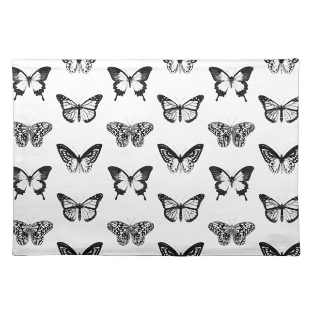 Butterfly sketch, black and white placemat (Front)