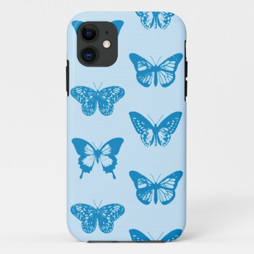 Butterfly sketch cerulean and sky blue iPhone 11 case