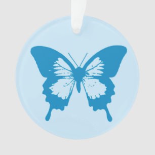 Butterfly sketch, cerulean and sky blue ornament