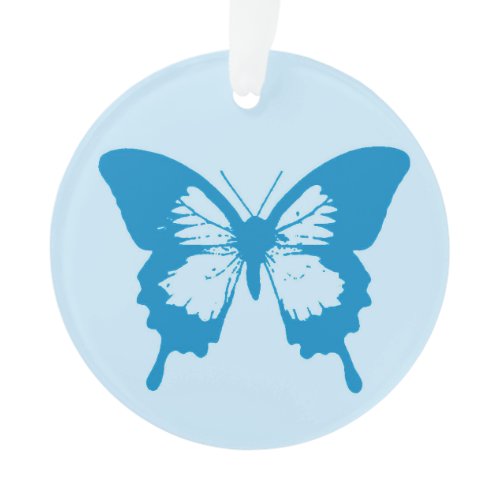 Butterfly sketch, cerulean and sky blue ornament