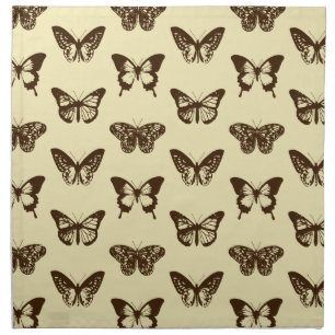 Butterfly sketch, chocolate brown on beige napkin