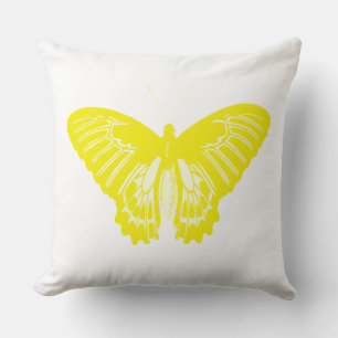 Butterfly sketch, chrome yellow throw pillow