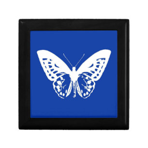 Butterfly sketch, cobalt blue and white gift box