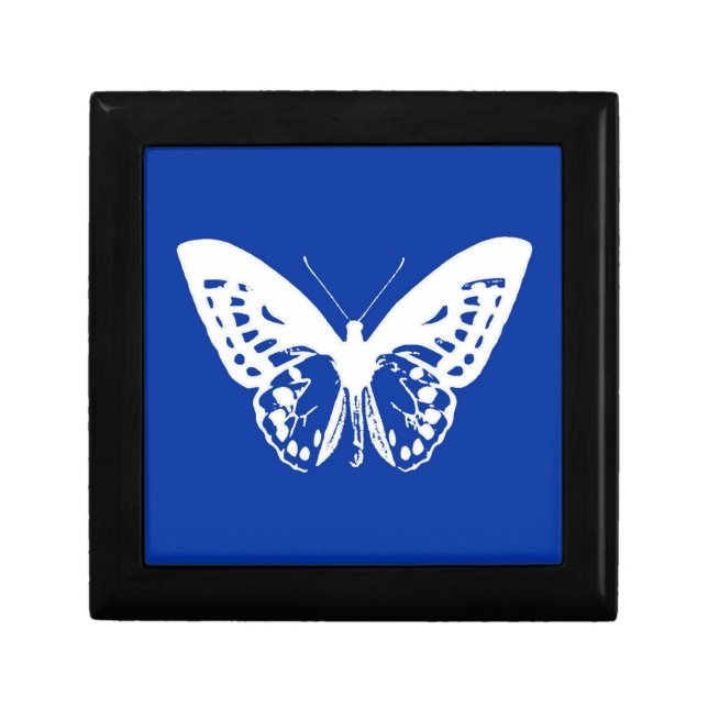 Butterfly sketch, cobalt blue and white gift box (Front)