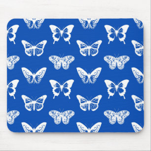 Butterfly sketch, cobalt blue and white mouse pad