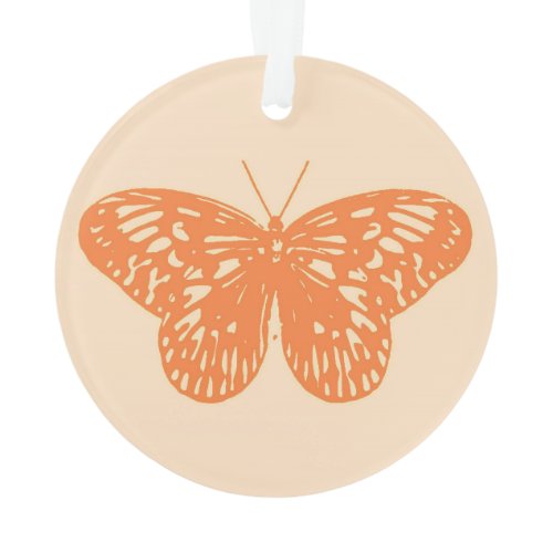 Butterfly sketch, coral orange ornament