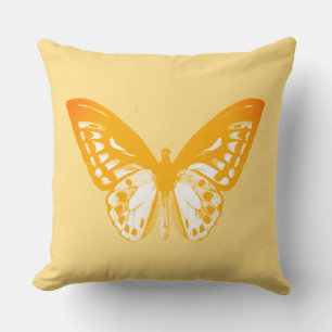 Butterfly sketch, coral orange throw pillow