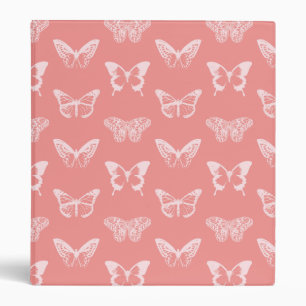Butterfly sketch, coral pink 3 ring binder