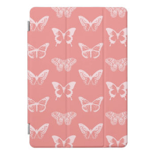 Butterfly Sketch, Coral Pink and White iPad Pro Cover