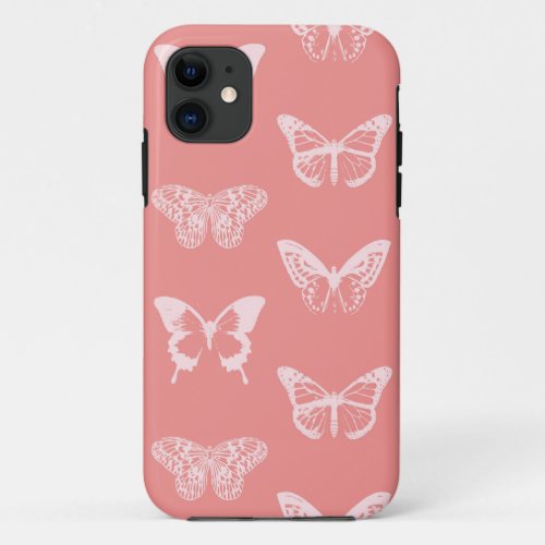 Butterfly sketch coral pink iPhone 11 case