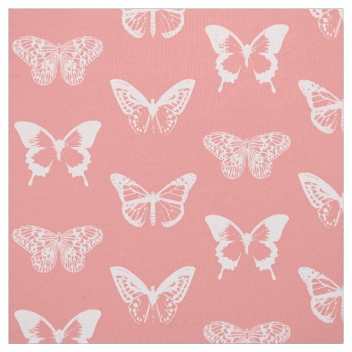 Butterfly sketch, coral pink fabric