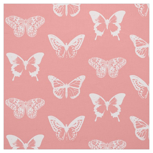 Butterfly sketch, coral pink fabric (Swatch)