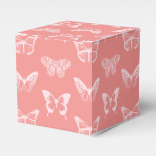 Butterfly sketch, coral pink favor boxes