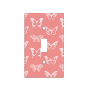 Butterfly sketch, coral pink light switch cover