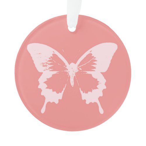 Butterfly sketch, coral pink ornament