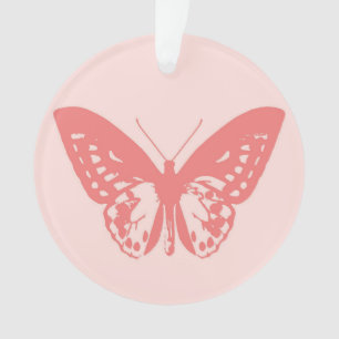 Butterfly sketch, coral pink ornament