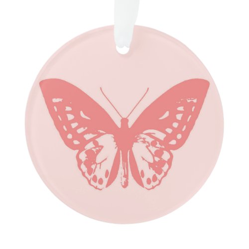 Butterfly sketch, coral pink ornament