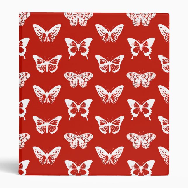 Butterfly sketch, deep red and white binder (Front)