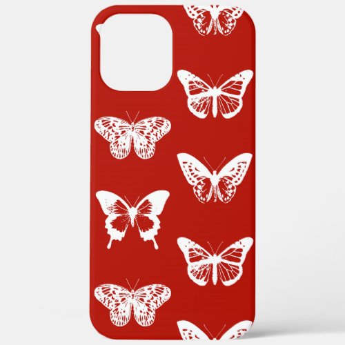 Butterfly sketch deep red and white iPhone 12 pro max case
