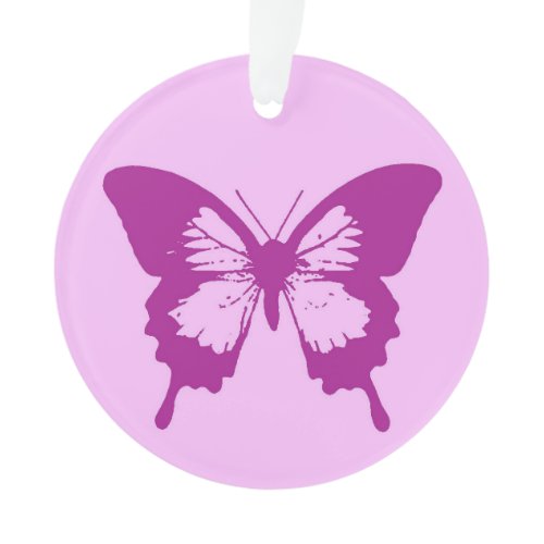 Butterfly sketch, ice pink &amp; amethyst purple ornament