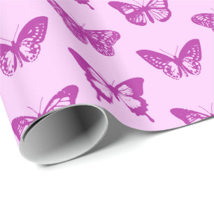 Butterfly sketch, ice pink & amethyst purple wrapping paper